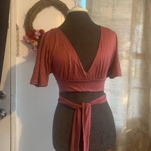 Blush wrap around crop top size M